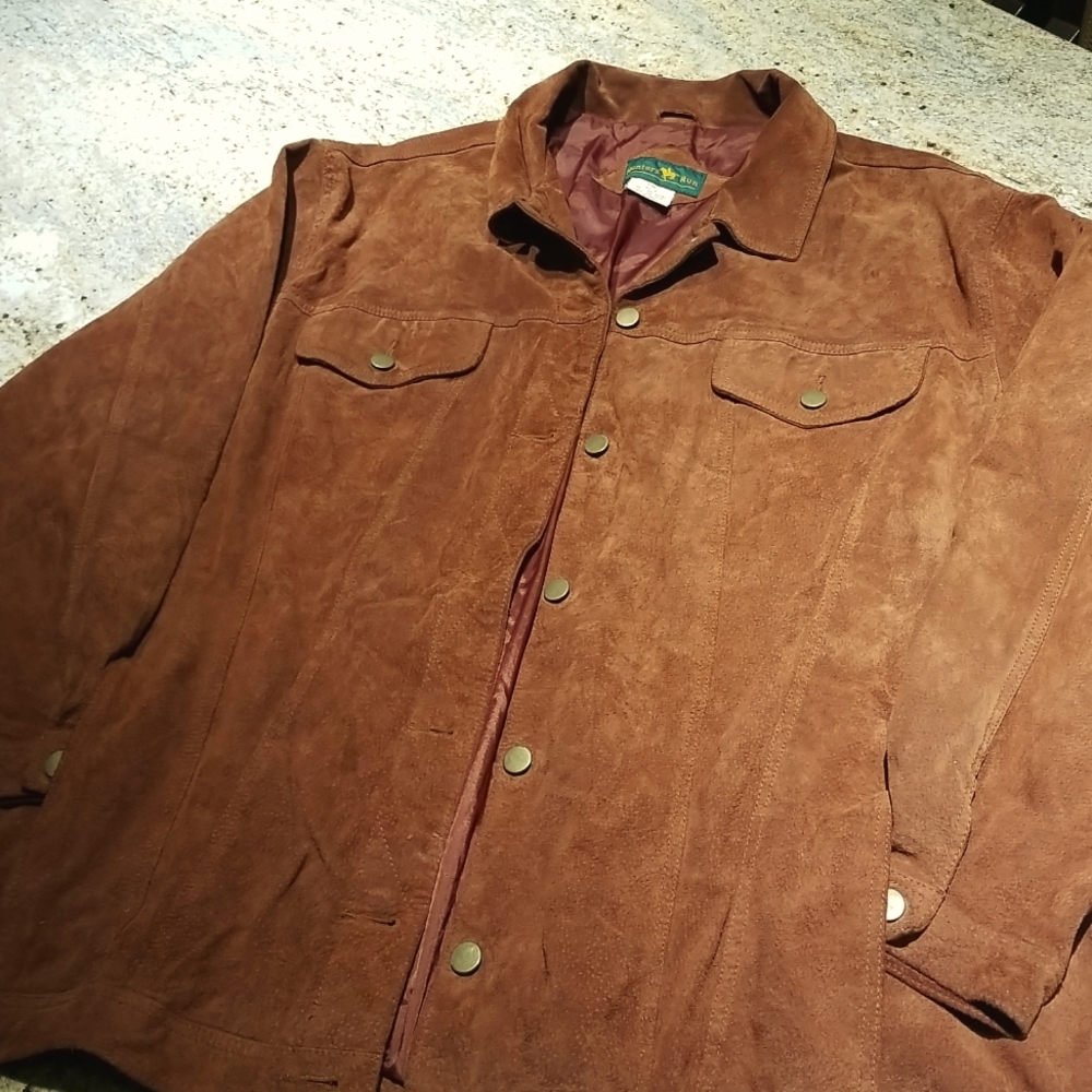 Men's Brown Suede Button-Front Shirt Jacket